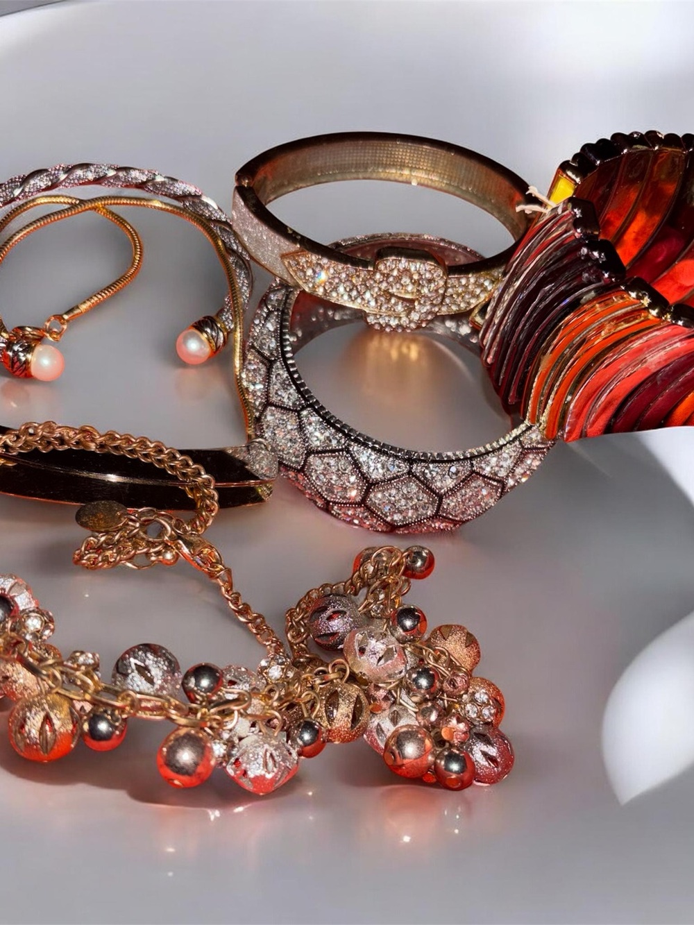 Napier Charming Charlie Rose Gold and Silver Crystal Bracelet Set